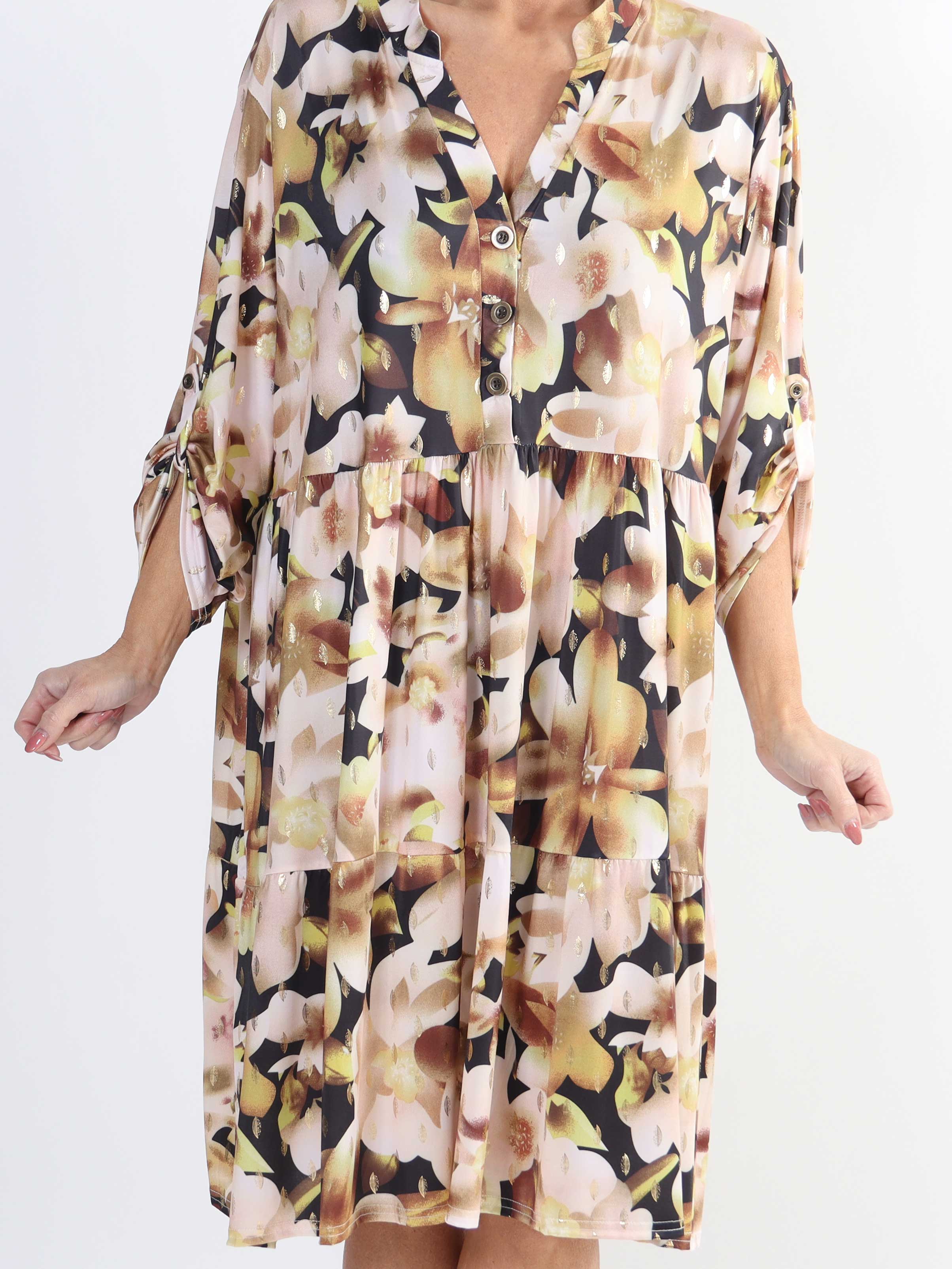 Milano Flower Midi - Plus size-klänning med blommigt tryck och lager-på-lager-look